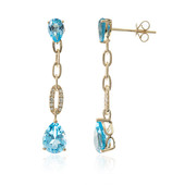 14K Swiss Blue Topaz Gold Earrings