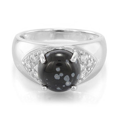 Snowflake Obsidian Silver Ring