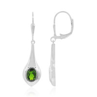 Russian Diopside Silver Earrings