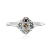 I3 Champagne Diamond Silver Ring