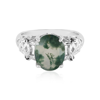 Moss Agate Silver Ring