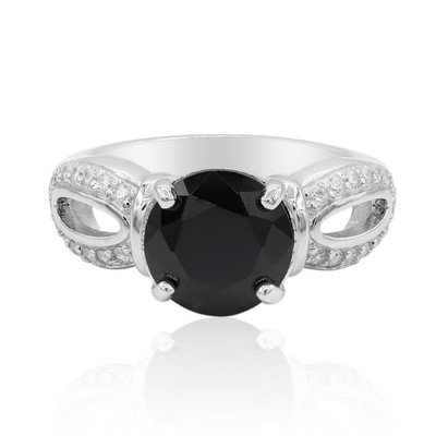 Black Spinel Silver Ring