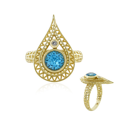 9K Swiss Blue Topaz Gold Ring (Ornaments by de Melo)