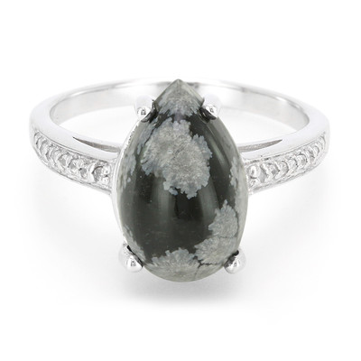 Snowflake Obsidian Silver Ring