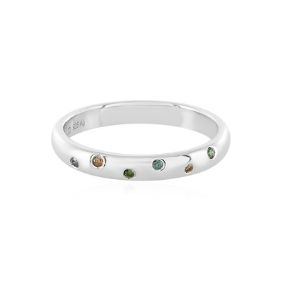 I3 Green Diamond Silver Ring