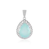 Aqua Chalcedony Silver Pendant