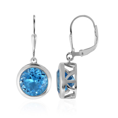 Swiss Blue Topaz Silver Earrings (MONOSONO COLLECTION)