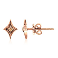 9K SI1 Argyle Rose De France Diamond Gold Earrings