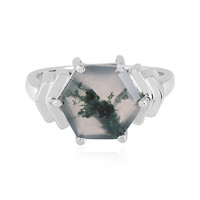 Moss Agate Silver Ring