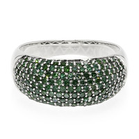 Green Diamond Silver Ring