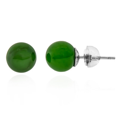 Canadian Dark Green Jade Oval Stud Earrings ~ High Quality BC Jade Stu –  Blue World Treasures