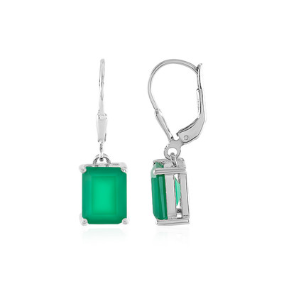 Green Onyx Silver Earrings