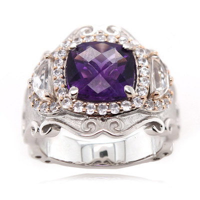 Zambian Amethyst Silver Ring (Dallas Prince Designs)