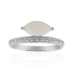 White Opal Silver Ring