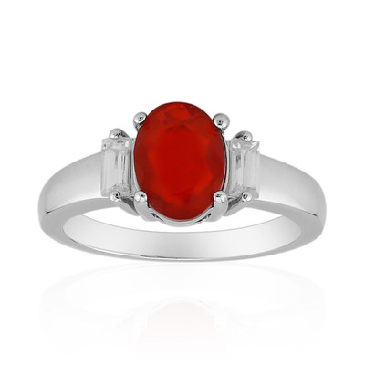 Red Ethiopian Opal Silver Ring