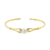 White Freshwater Pearl Silver Bangle