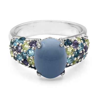 Blue Opal Silver Ring