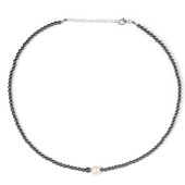 White Freshwater Pearl Silver Necklace (Riya)