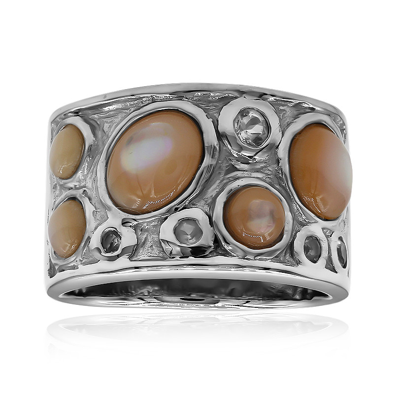 Buy Teejh Suvanshi Floral Pearl Silver Oxidised Ring Online