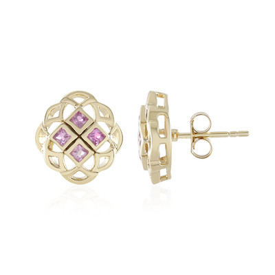 9K Ceylon Pink Sapphire Gold Earrings