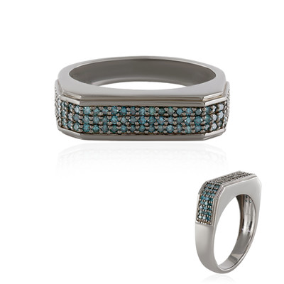 I3 Blue Diamond Silver Ring