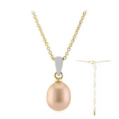Peach Freshwater Pearl Silver Necklace
