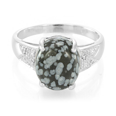 Snowflake Obsidian Silver Ring