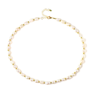 White Freshwater Pearl Silver Necklace (Riya)