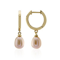 Peach Freshwater Pearl Silver Earrings