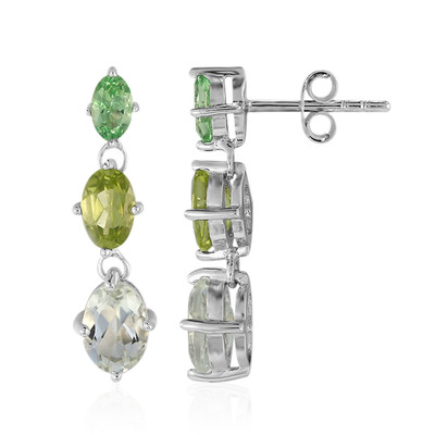 Green Amethyst Silver Earrings