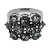 Black Rutile Quartz Silver Ring