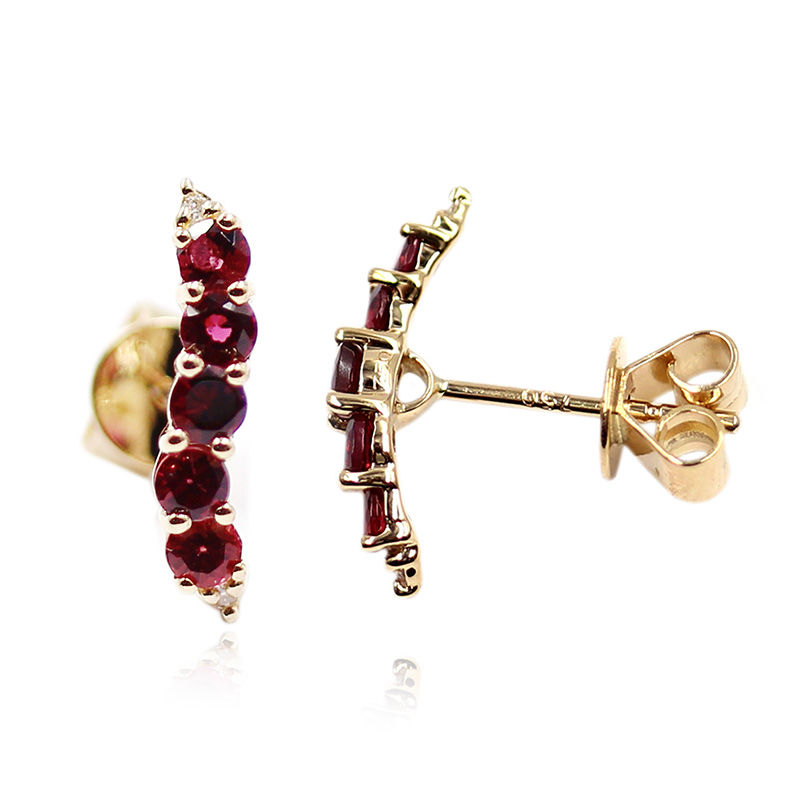 Gold Plated Hoop Earrings with Red Stone | Juulry.com