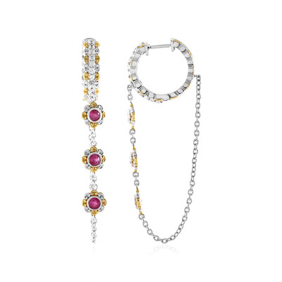 Burmese Ruby Silver Earrings (Gems en Vogue)