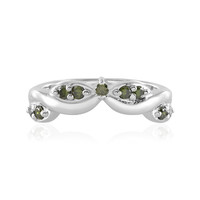 I3 Green Diamond Silver Ring