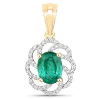 14K Zambian Emerald Gold Pendant