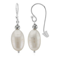 White Freshwater Pearl Silver Earrings (TPC)