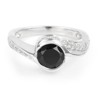 Black Spinel Silver Ring