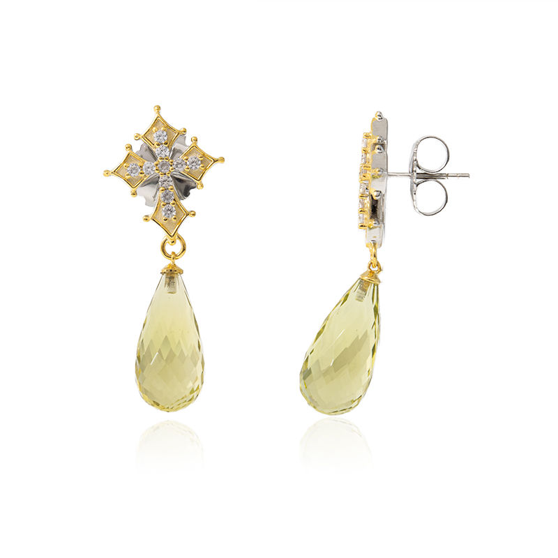 Shop Citrine Dangle Earrings In 14k Rose Gold | Chordia Jewels