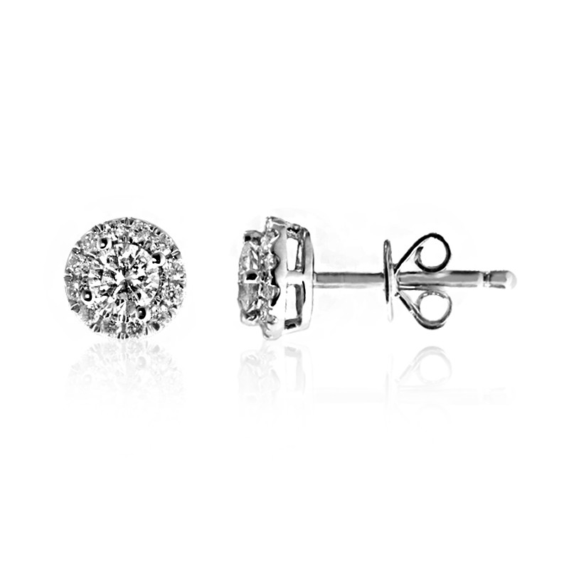 Round Brilliant Diamond 4-Prong Stud Earrings 14K White Gold 2.02ctw D-E/SI2-I1  GIA