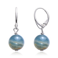 Blue Aragonite Silver Earrings