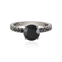 Black Spinel Silver Ring