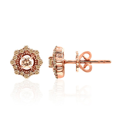 9K SI1 Argyle Rose De France Diamond Gold Earrings (Annette)