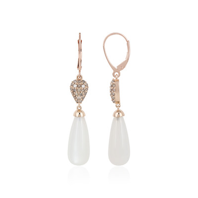 9K White Moonstone Gold Earrings (KM by Juwelo)