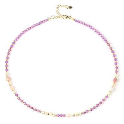 Pink Opal Silver Necklace (Riya)