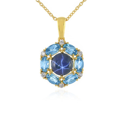 Blue Star Sapphire Silver Necklace