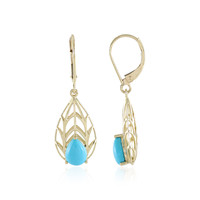 9K Sleeping Beauty Turquoise Gold Earrings (Ornaments by de Melo)