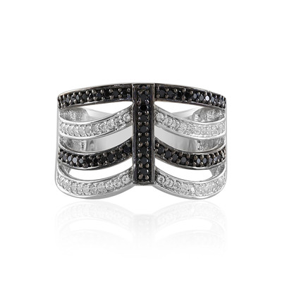 Black Spinel Silver Ring