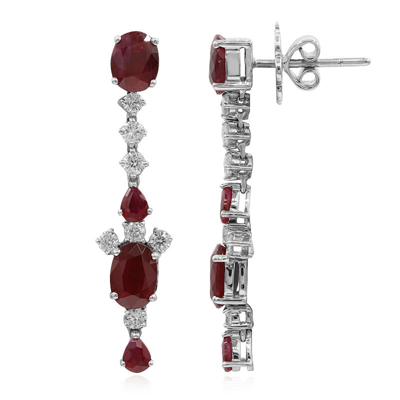 18ct White Gold Ruby and Diamond Earrings – Jessop Jewellers