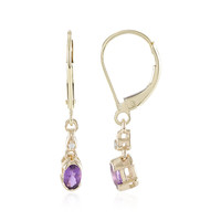 9K Unheated Ceylon Purple Sapphire Gold Earrings