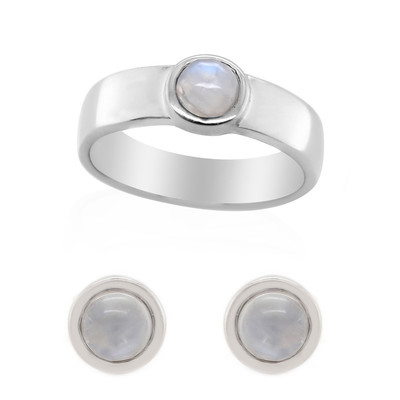 Rainbow Moonstone Silver Ring